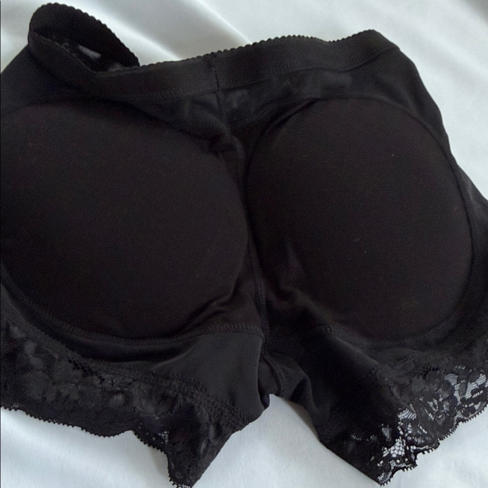 Black Lace-Trim Padded Shaping Shorts